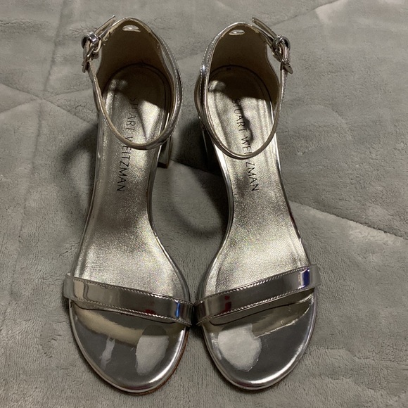 Stuart Weitzman Silver Simple Sandal - Picture 2 of 8